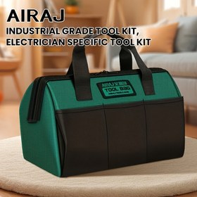 Resim Elektrikçiler, Marangozlar ve Mekanikler için İdeal Büyük Araç Setleri İçin Erkek Ağır Hizmet Tipi Dayanıklı 600D Oxford Kumaş Yeşil Siyah Bant Genişlikli Bol Depolama Çantası 