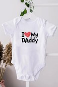 Resim Minik Ayı I Love My Dady Babamı Seviyorum Babalar Günü Hediyesi Bebek Alttan Çıtçıtlı Body Zıbın - Beyaz 