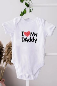 Resim Minik Ayı I Love My Dady Babamı Seviyorum Babalar Günü Hediyesi Bebek Alttan Çıtçıtlı Body Zıbın - Beyaz 