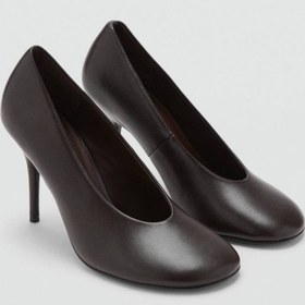 Resim MANGO Yuvarlak burunlu deri topuklu ayakkabı 