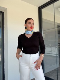 Resim Merdiven Yaka Triko Badi - SİYAH - STD 
