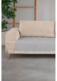 Resim Zeynep Tekstil Halfy Natural Pamuklu Koltuk Şalı Çekyat Örtüsü 100 x 210 CM Gri 