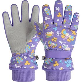 Resim Jeehugo Kız Çocuk Kayak Eldiveni Kışlık Isı Sağlar Su Geçirmez Rüzgar Engelledi Mor S Numara Mor 