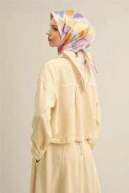 Resim Armine Obje Desenli Saf İpek Twill Eşarp 9314d 52 Lila 