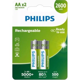 Resim Philips 2li Şarj Edilebilir AA Kalem Pil 2600mah 