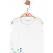 Resim Fısh Baskılı Crop Body Ekru 