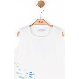 Resim Fısh Baskılı Crop Body Ekru 