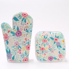 Resim Fırın eldiven seti, fırın eldivenleri ve tencere tutucuları | Kaymaz fırın eldiveni ve pot tutucu seti | Kalın pamuk kaplı, ev, restoran, otel, fırın, açık hava, kamp için ısıya dayanıklı pişirme arac 