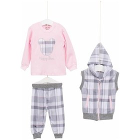 Resim Kız Bebek Yelekli 3lü Takım 3-24 Ay Azz003116 Gri 