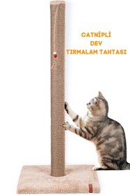 Resim PUGALO 82cm Lüx Tırmalama Tahtası Catnipli Jüt Tırmalama Krem Minder Yüzey 