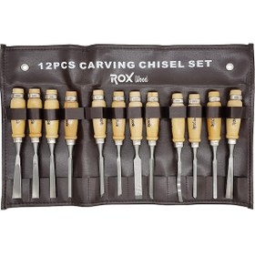 Resim Rox Wood Ahşap Oyma Iskarpela Seti 12 Parça Metal Yüzüklü Saplı 