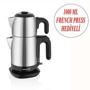 Resim KORKMAZ Elektrikli Çaycı Ve Cam French Press 1000 ml 