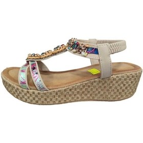 Resim Guja 24y155 Dolgu Topuk Taşlı Kadın Sandalet 001 