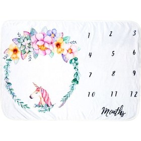 Resim Vkemall Yavru Fleece Büyüme Kilimi: Bebek Fotoğraf Tema Döşemi, İlk Yıl Hatıra Kaydedici, Teknosa Desenli 70x102cm Çok Renkli 