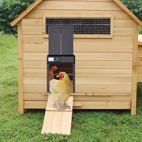 Resim Alüminyum Metal Dayanıklı Tavuk Kümesi Kapısı, Zamanlayıcılı Otomatik Açma/Kapama, Çift Mod (Zamanlayıcı ve Manuel), Sıkışma Önleyici Fonksiyon, LCD Ekran, 3*AA Pil ile Çalışır (Piller Dahil Değildir) 