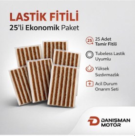 Resim Lastik Fitili 25 Li Set Tubeless Lastik Tamir Fitili Oto & Motosiklet Uyumlu 