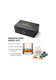 Resim Perlotus 310 Cc Churchill Viski Bardağı Granit Viski Taşı Seti Sulandırmadan Soğutan Granit Viski Taşları Hediye Kutusunda Yeşil 