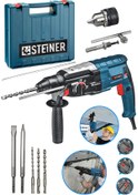 Resim STEİNER Alman 4000 Watt Profesyonel Kırıcı Delici Hilti Darbeli Matkap Gri + 5 Adet Uç + Mandren 