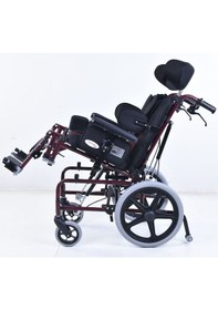 Resim K-080 Tilt-in-space Spastik Çocuk Tekerlekli Sandalye Recline Sırtlık Refakatçi Frenli 