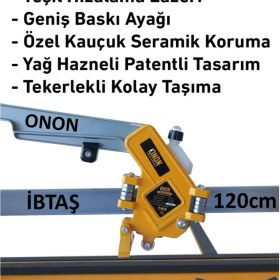 Resim Onon Long 120 Lazerli Kesim Seramik Granit Fayans Kesme Makinası 120 cm Yeşil Lazerli Tasarım 