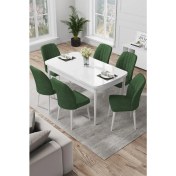 Resim Canisa Concept Par Serisi 70 x 114 Cm, Açılabilir Mdf Mutfak Masa Takımı, Beyaz Masa ve 6 Sandalye 
