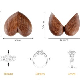 Resim Kecilila Siyah Ceviz Kalp Şeklinde Teklif Yüzük Kutusu Retro Yaratıcı Saklama Kutusu Mini High-End Düğün/tanabata Hediye Paketleme (Yurt Dışından) 