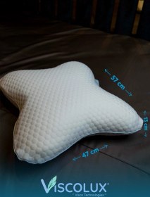 Resim Visco Kelebek Yastık - Özel Ortopedik Boyun Destekli Visco Yastık 57x45x13 Mavi 