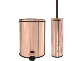 Resim Şık Rose Gold Primanova Çöp Kovası ve Tuvalet Fırçası Seti 