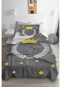 Resim Taç Yıldız Desenli Tek Kişilik Pike ( Yastık Kılıflı ) 