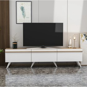 Resim BMdekor TV Sehpası Volan Beyaz Safir Meşe 180 cm 