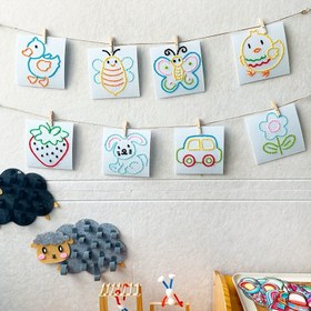 Resim 1 adet Kendin Yap Dikiş Tahtası Erken Öğrenme, İnce Motor Becerileri Geliştirme ve El-Göz Koordinasyonu Geliştirme, Karışık Renk, 3+ Yaş İçin Uygundur 