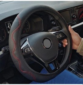 Resim Willowhaven Kırmızı Yumuşak Pu Deri Direksiyon Kılıfı 37-38cm Kaymaz Ve Nefes Alabilir Universal Kırmızı 