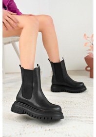 Resim Nesil Shoes Fncy 10 Siyah Çift Lastikli Kadın Bot-siyah Siyah 