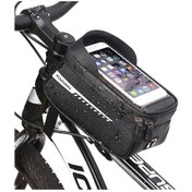 Resim Mufunye Su Geçirmez Bisiklet Telefon Tutucu Çantaları Ön Çerçeve Üst Boru Çantası Dokunmatik Ekranlı B D Siyah 