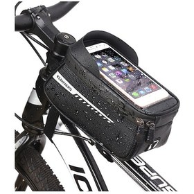 Resim Mufunye Su Geçirmez Bisiklet Telefon Tutucu Çantaları Ön Çerçeve Üst Boru Çantası Dokunmatik Ekranlı B D Siyah 