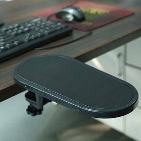 Resim 1 Adet Ergonomik Masa Kol Dayama Pedi - Ayarlanabilir Kayışlar, Oyun ve Ofis Çalışması için Siyah Suni Deri Yastık, Klavye & Fare Kurulumu için Rahat Dirsek Desteği, Klavye Destek | Modern Masa Aksesuarı | Stabil Kolluk 