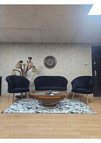 Resim Zafir Teddy Takım Gold Kaplama Sivriltme Ayak Çay Seti Koltuk - Berjer , Balkon, Salon, Ofis Siyah 