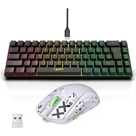 Resim Maiyame Hxsj K68 Rgb Oyuncu Klavye Ve Mouse Seti: Kablolu Mini Gaming Keyboard, 2.4g Kablosuz Mekanik Diğer 