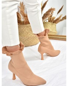 Resim Fox Shoes Ten Triko Ince Topuklu Kadın Bot L799584057 