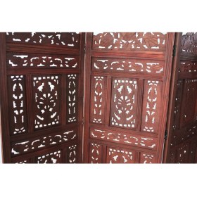 Resim Marsilyan Ahşap Maun Rengi El Oyması Paravan 