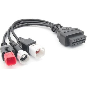 Resim Kline Euro5 Motosiklet İçin Obd2 Tanı Kablosu 16 Pin 3pin 4pin 6pin Obd2 3'ü 1 Arada Tanı Reklamı Siyah 