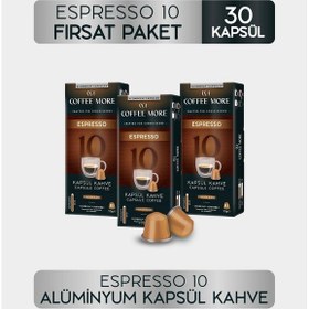 Resim Coffee More 10 Espresso Kapsül Kahve 10 X 3 Paket 30 Adet Nespresso Uyumlu Kapsül Kahve 