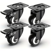 Resim Dashanshop 4 Adet 1.5" Kilitli Ağır Hizmet Döner Tekerlek - Mobilya Ve Ofis İçin Dayanıklı Siyah Metal 