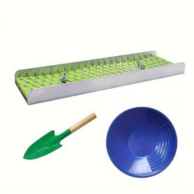 Resim 3 parça kombinasyon oluk kilidi uzunluk 30.48 cm genişlik 8.79 cm, lavabo çapı 38.0 cm, kürek toplam uzunluğu 25.4 cm küçük ekran Altın oluk kilidi metal dedektörü aksesuarları, nehirler için taşıma kolay Amoy araçları, kazıma, dere 