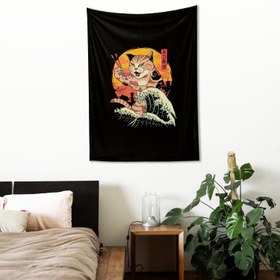 Resim Kanagawa Cat Duvar Örtüsü - 160 cm x 220 cm 