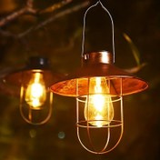Resim Şık Güneş Enerjili Metal Asma Fener - Su Geçirmez, Toz Boyalı Bitiş Bahçe & Balkon Dekoru için, 600mAh Nikel-Metal Hidrit Pil, Uzaktan Kumanda Gerekmez, Güneş Fenerleri Dış Mekan Su Geçirmez 