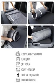 Resim RELAXUS Araç İçi Şişme Yatak Ve Yastık Seti Pompa Peugeot 5008 Tiggo Otomobil Arka Koltuk Seyahat Kamp 