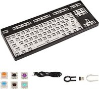 Resim KOSDFOGE 87 Tuşlu Mekanik Klavye DIY Kiti, 87 Tuşlu RGB Mekanik Klavye DIY Kiti TKL Düzen Anahtarı Çalışırken Değiştirilebilir ABS Alüminyum Alaşımlı DIY Için Modüler Mekanik Klavye(Siyah) 