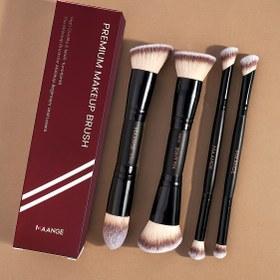 Resim MAANGE 4 adet makyaj fırça seti Çift uçlu fondöten fırçası, allık fırçası, göz farı fırçası Yüz makyaj araçları Sıvı fondöten için uygun BB krem Taşınabilir seyahat modeli Günlük kadınlar için hediye Sevgililer Günü Anneler Günü 