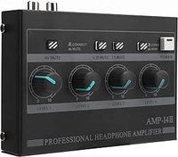 Resim BTER Kulaklık amplifikatörü, profesyonel 4 kanallı mono-/stereo ses amplifikatörü, taşınabilir kulaklık dağıtıcı, 1/4 inç ve 1/8 inç TRS kulaklık çıkışı ve 1/4 